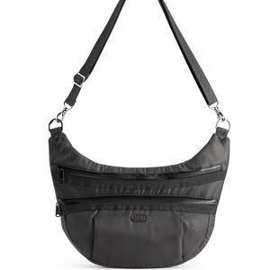 LUG Hippy RFID Nylon Crossbody Bag Grey Travel Packable Half Moon Pockets